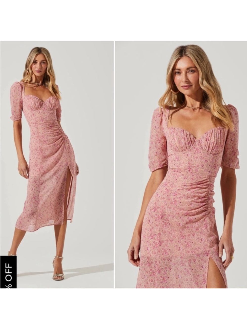 Astr Pink Floral Milkmaid Dress